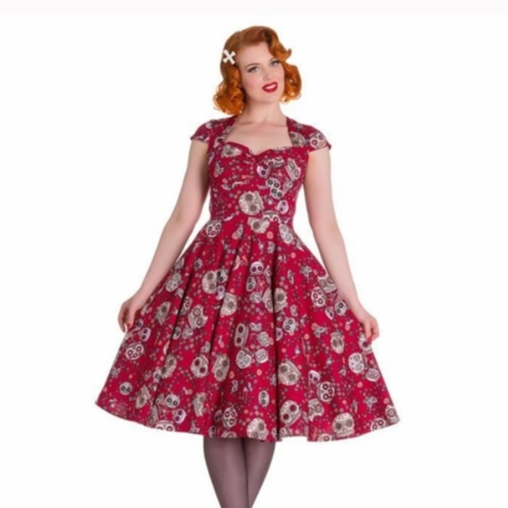 Hell Bunny Skull dress in Red size Large with POCKETS!!!